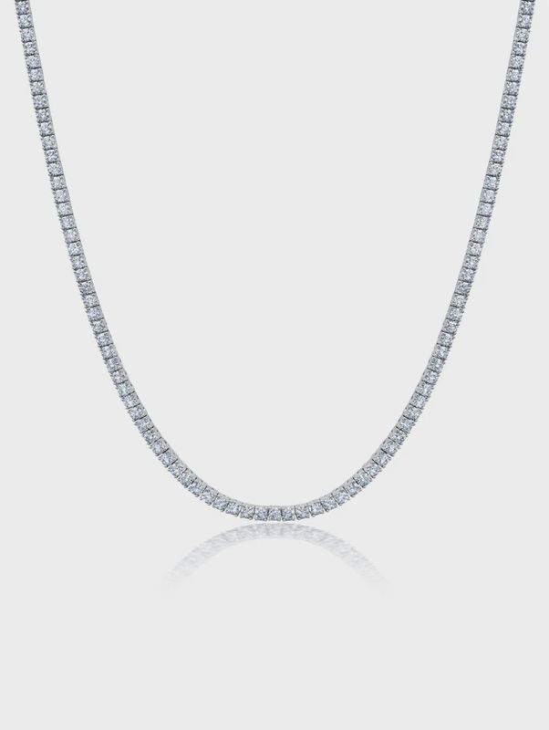 2mm Round Cut Tennis Necklace Finished in Platinum