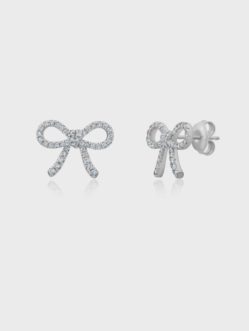 Fairytale Bow Earrings Finished in Platinum