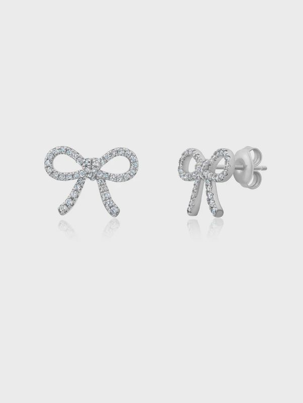 Fairytale Bow Earrings Finished in Platinum