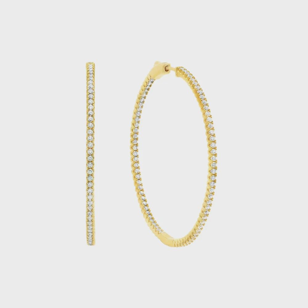 Medium Pave Hoop Earrings Finished in Gold