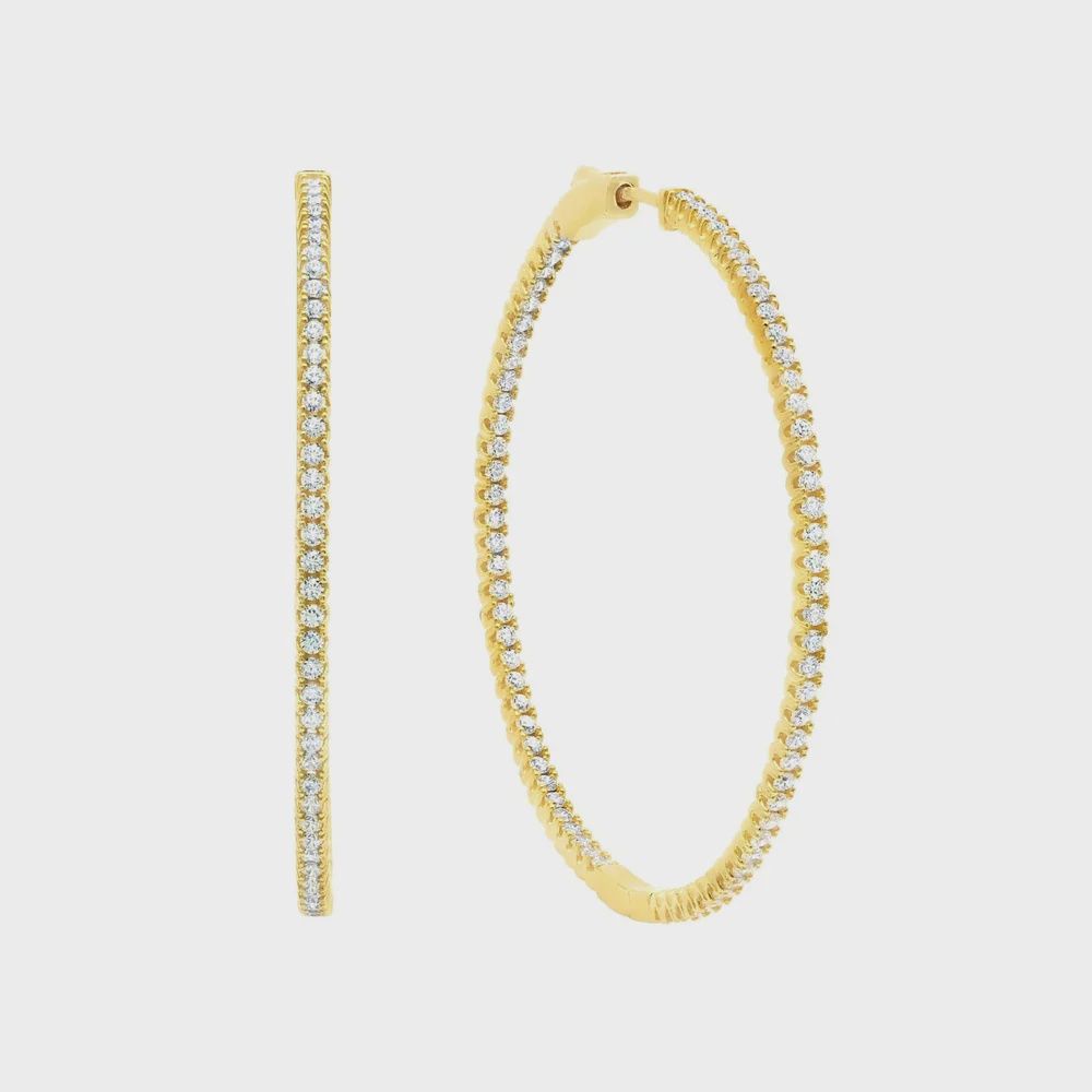 Large Pave Hoop Earrings Finished in Gold