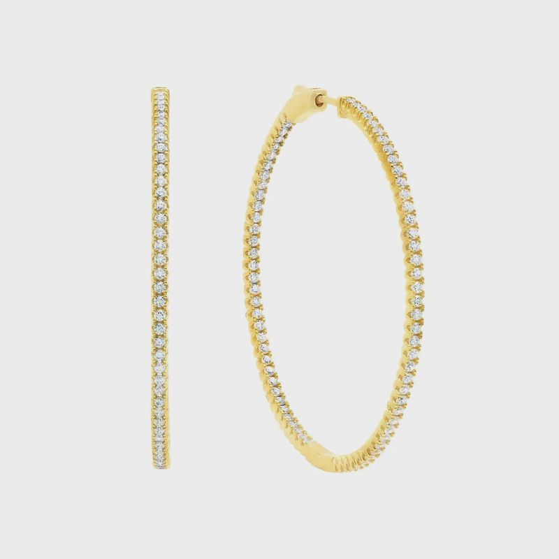 Large Pave Hoop Earrings Finished in Gold
