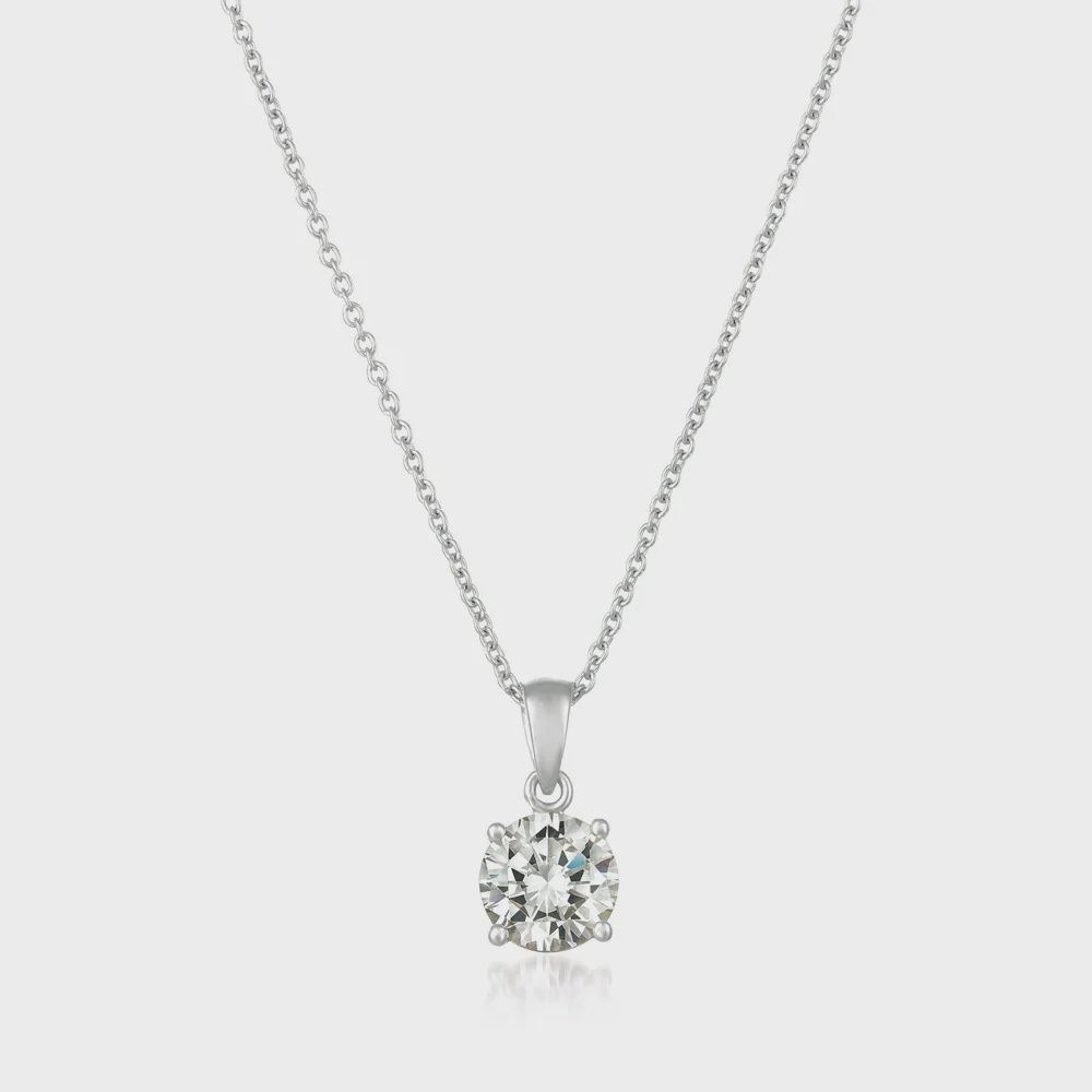 Brilliant Cut Solitaire Pendant Necklace Finished in Platinum