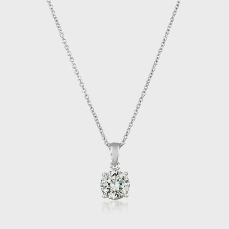 Brilliant Cut Solitaire Pendant Necklace Finished in Platinum