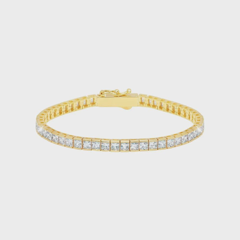 3mm Princess Tennis Bracelet Finished in Gold