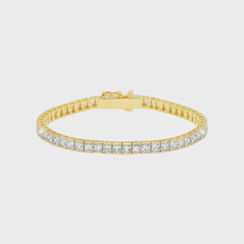 3mm Princess Tennis Bracelet Finished in Gold
