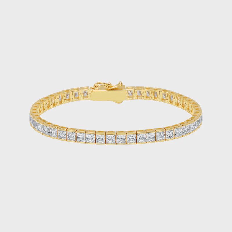 4mm Princess Tennis Bracelet Finished in Gold