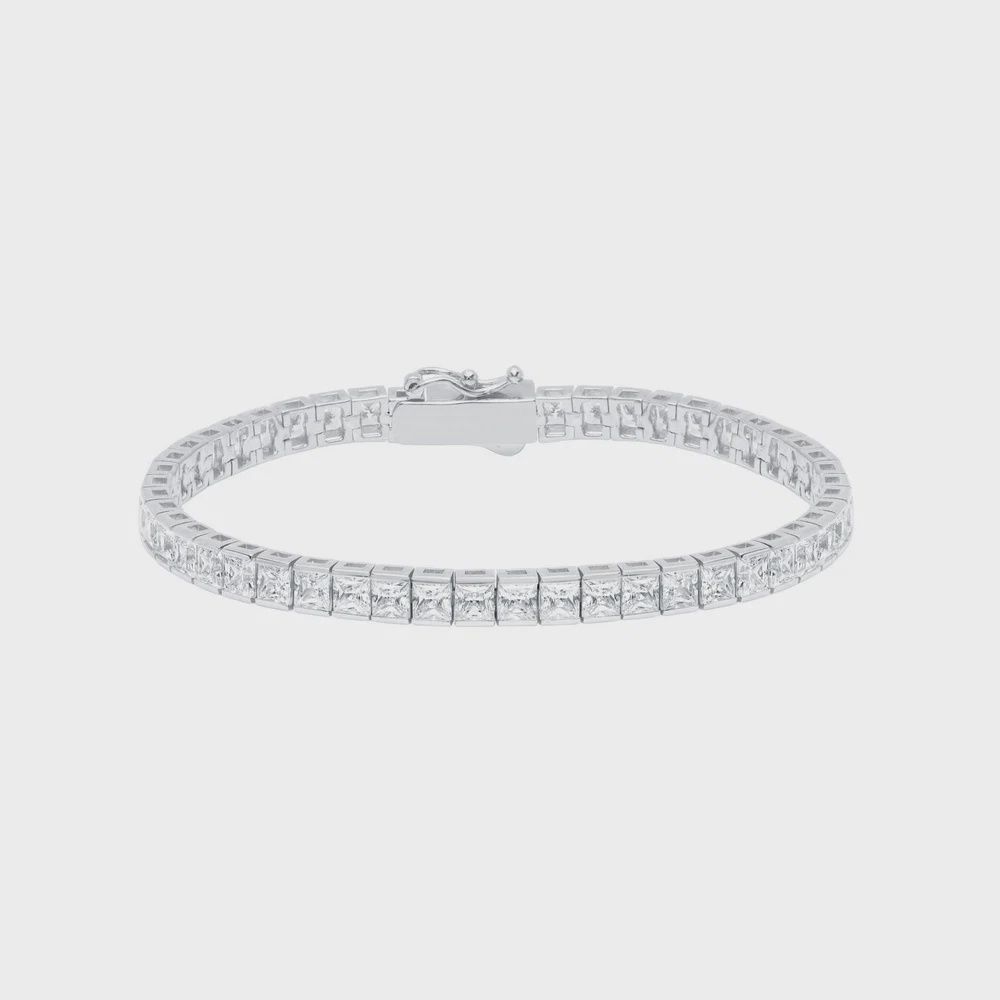 4mm Princess Tennis Bracelet Finished in Platinum