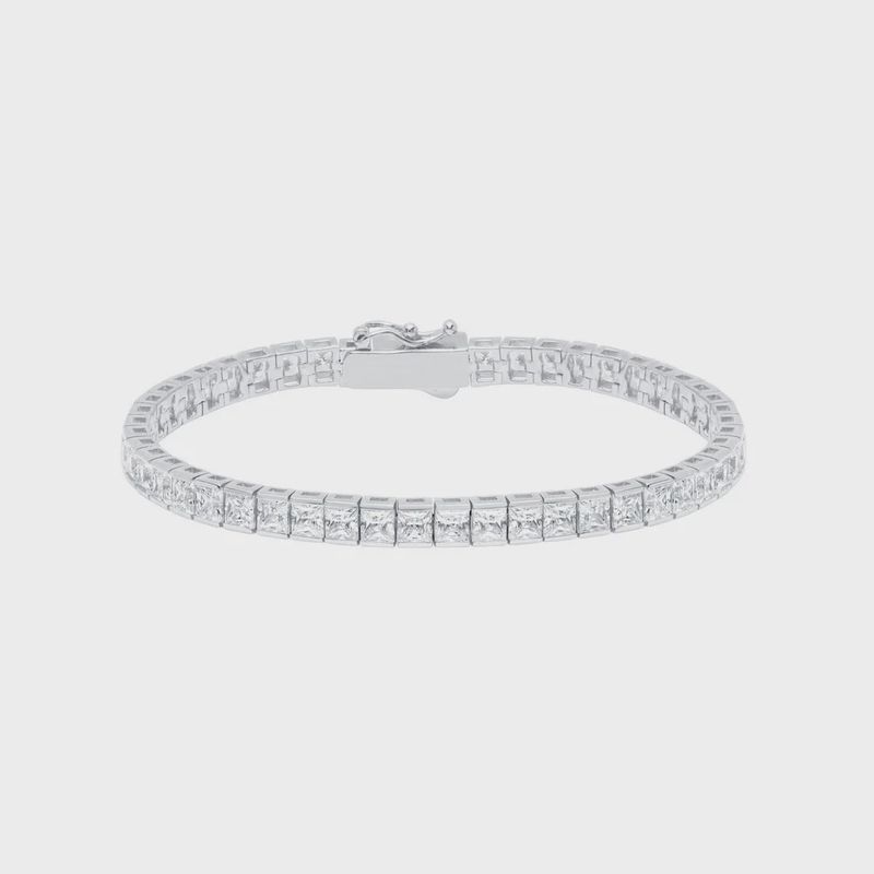 4mm Princess Tennis Bracelet Finished in Platinum