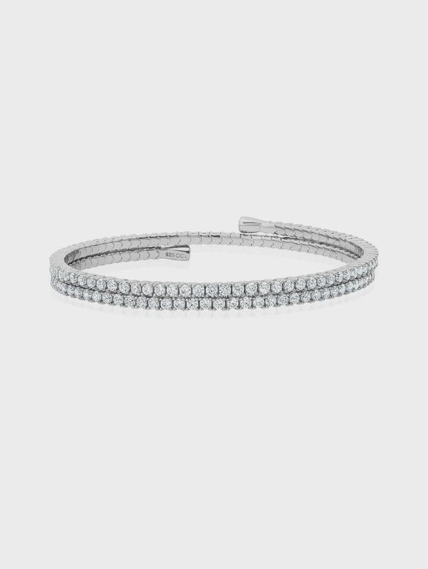 Round Cut Adjustable Bracelet Finished in Platinum