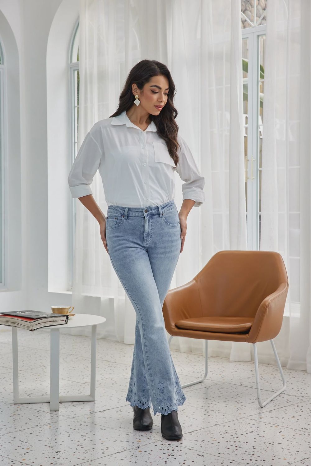Blossom Trim Denim, Size: S, Variant: Mid Wash