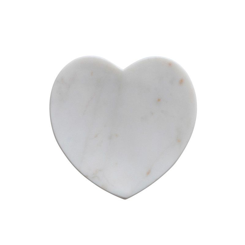 5" Marble Heart Shaped Dish White