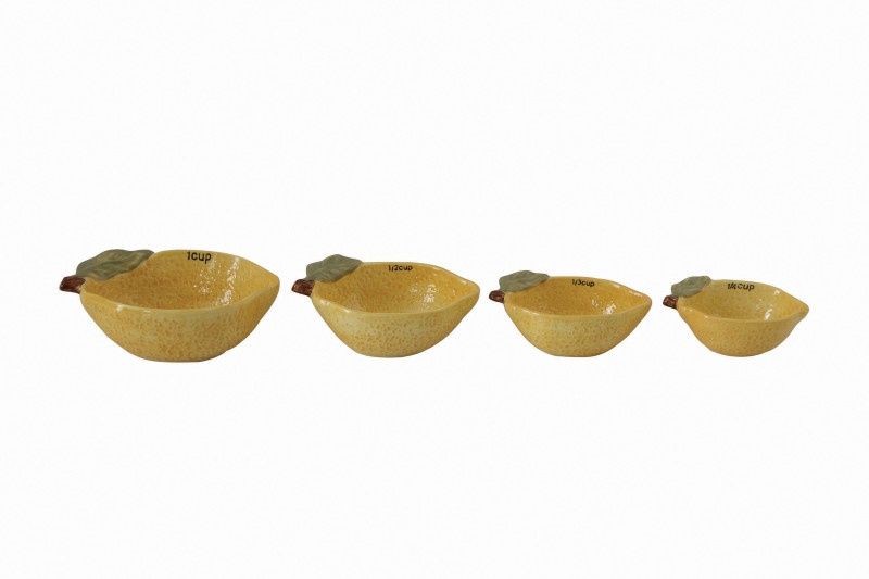S/4  Stoneware Lemon Measuring Cups