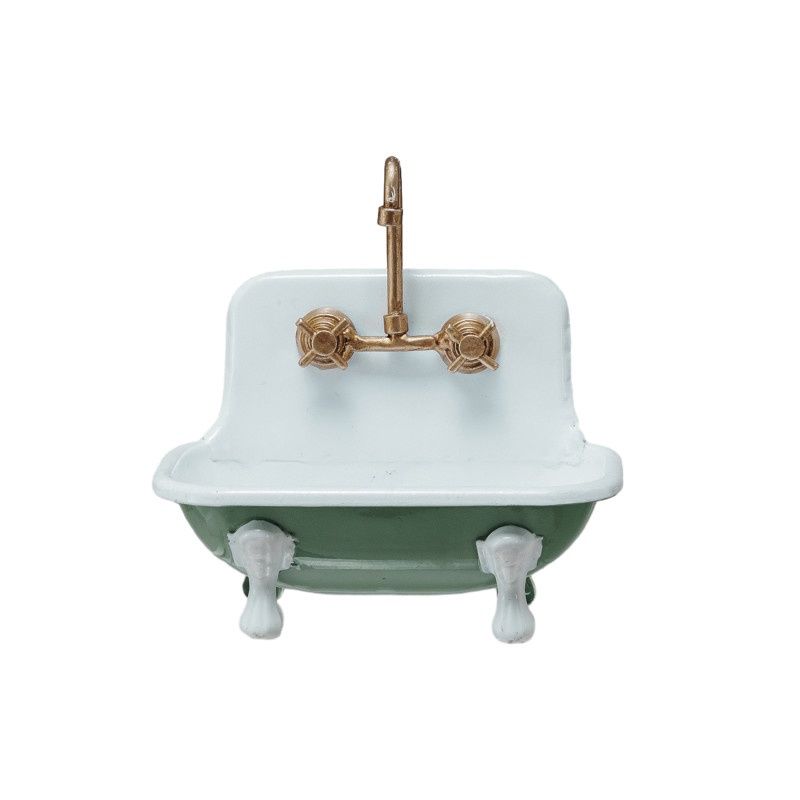 5.75" Metal Sink Shaped Soap Dish w Faucet