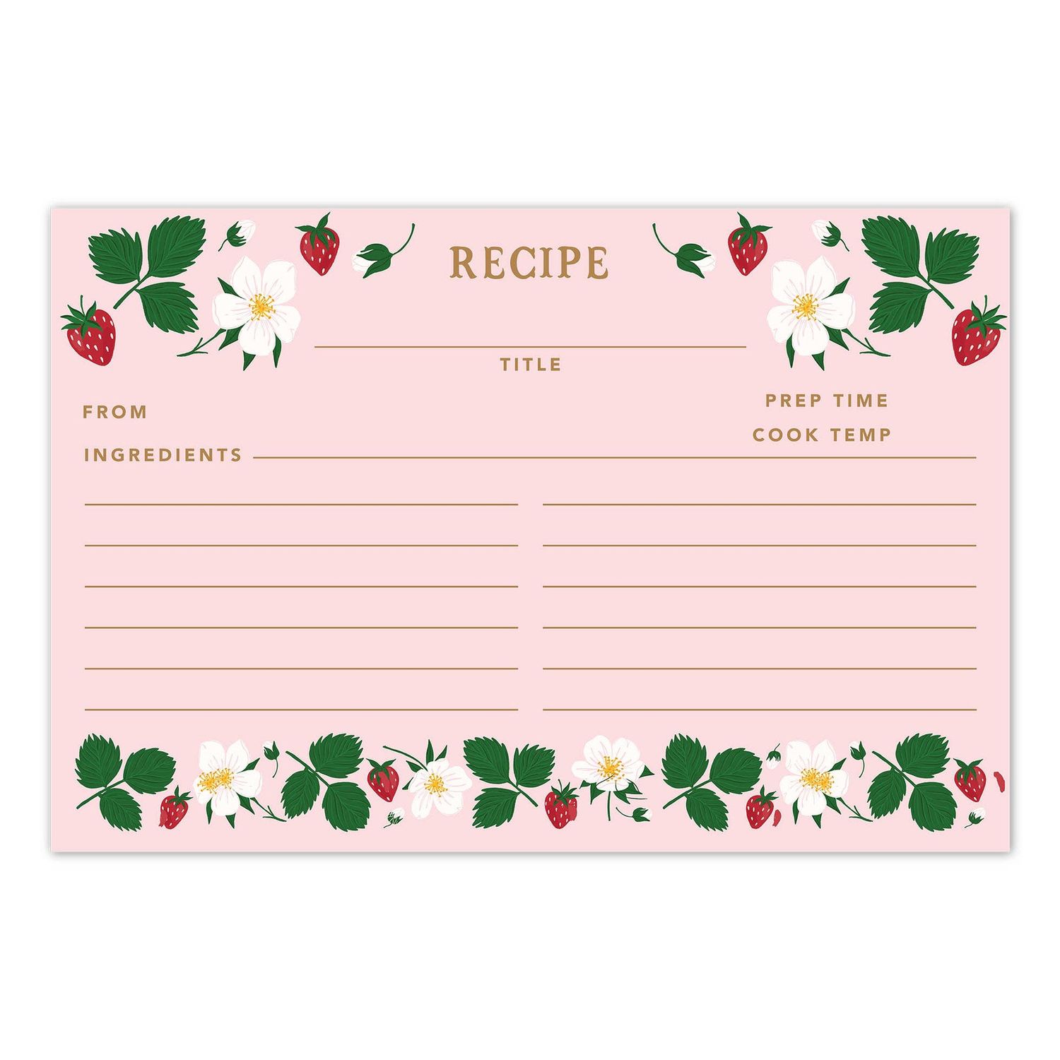 Strawberry Patch Recipe Cards - Set of 50