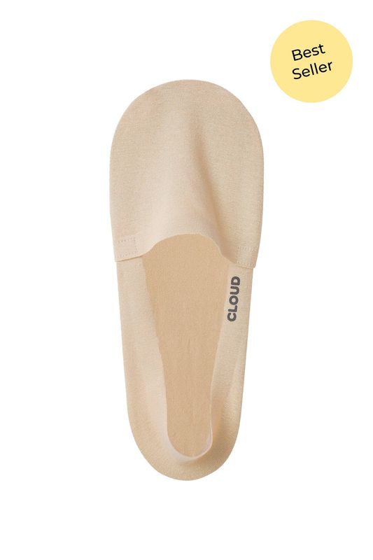 CLOUD MVS Premium No Show Socks: Beige / M