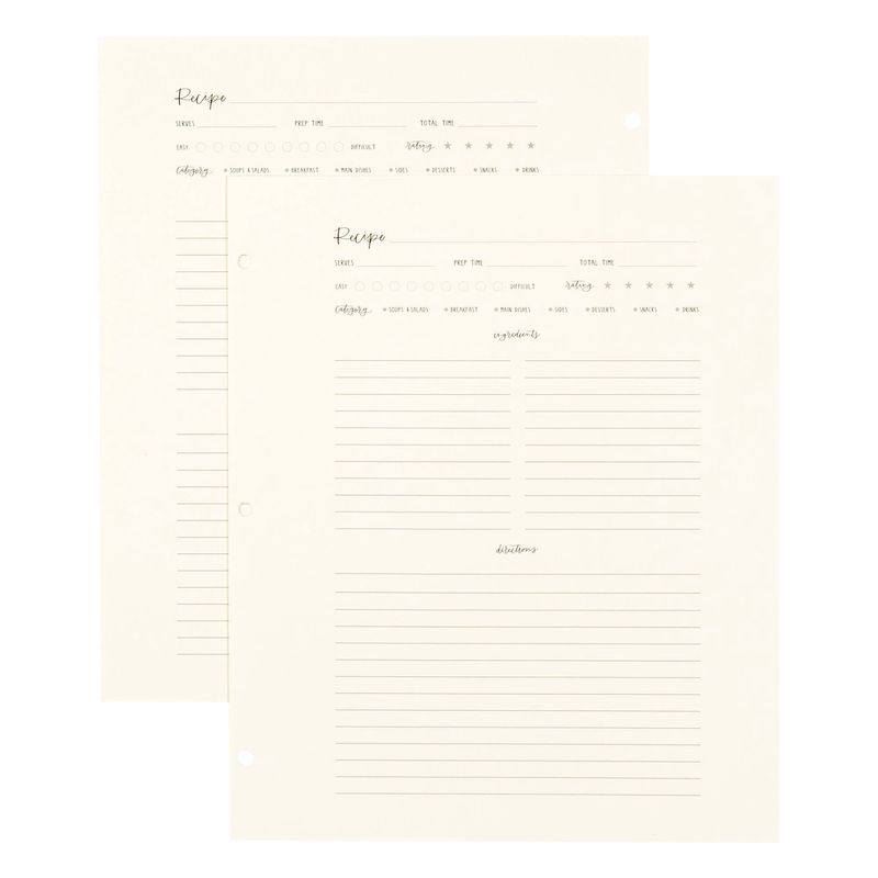 Large Recipe Page Set