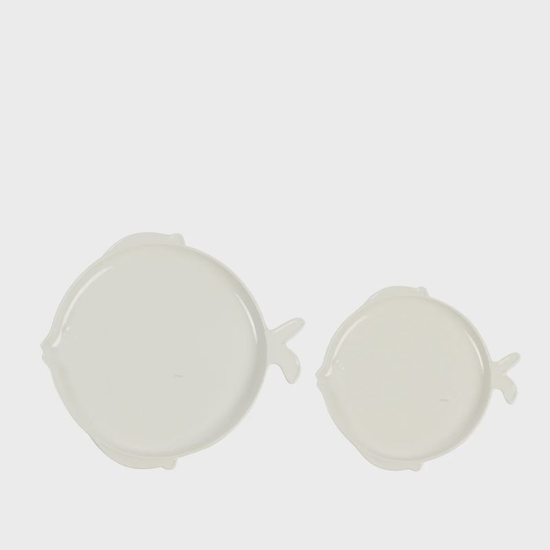 Fish Serving Plate Set Of 2 Round White