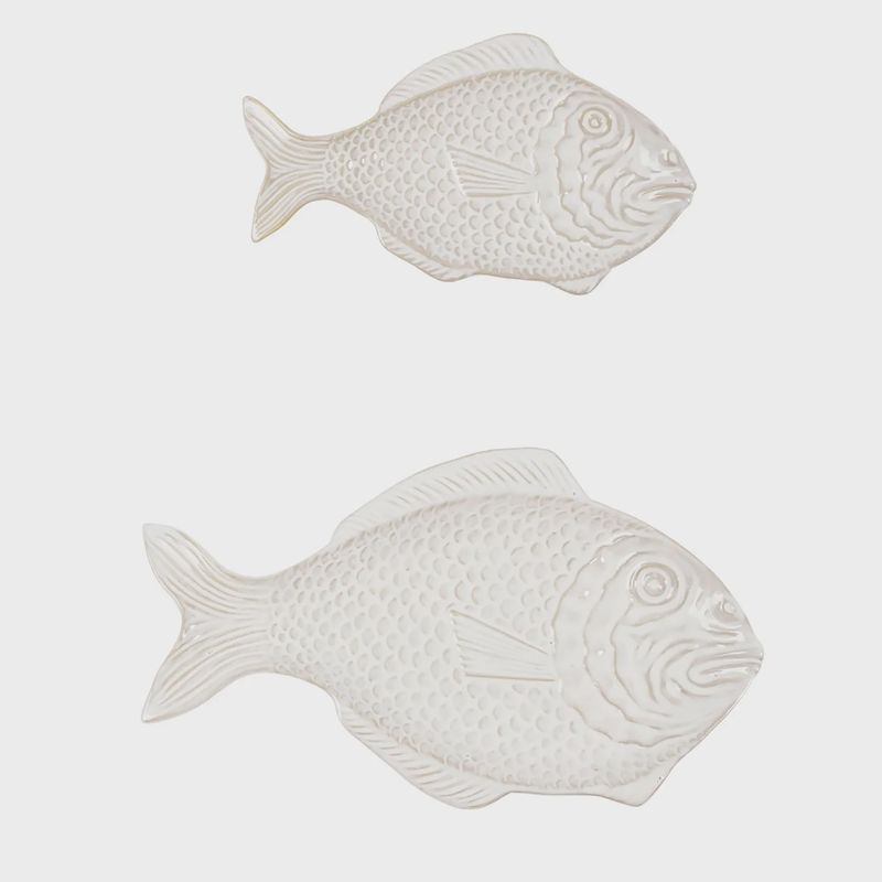 Fish  Stoneware Seving Plate 2Pc Set