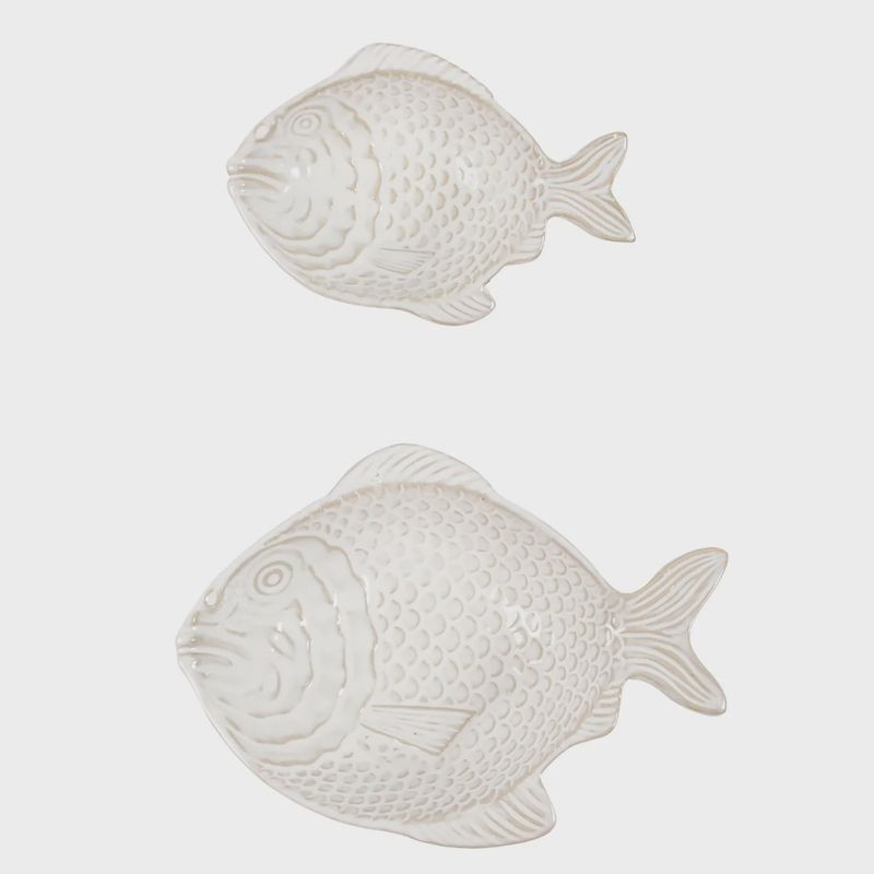 Fish Stoneware Seving Bowl 2Pc Set