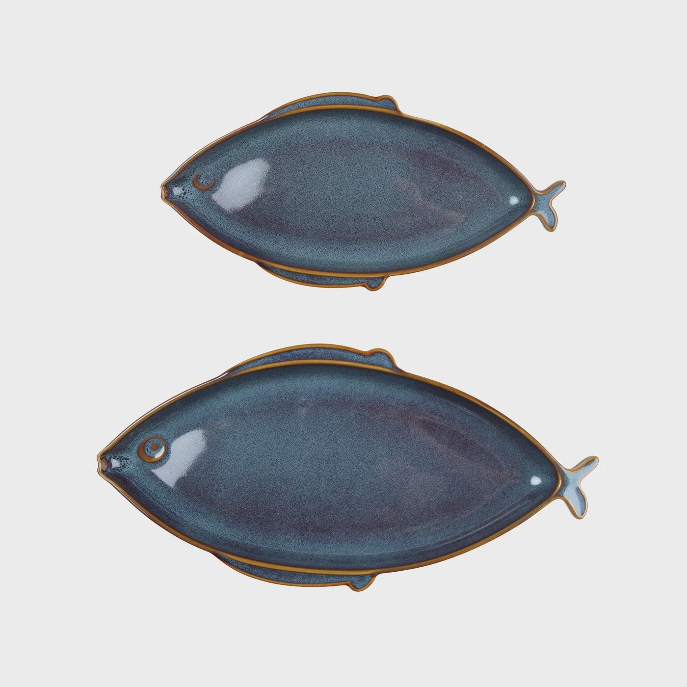 Fish Serving Plate Set Of 2 Blue