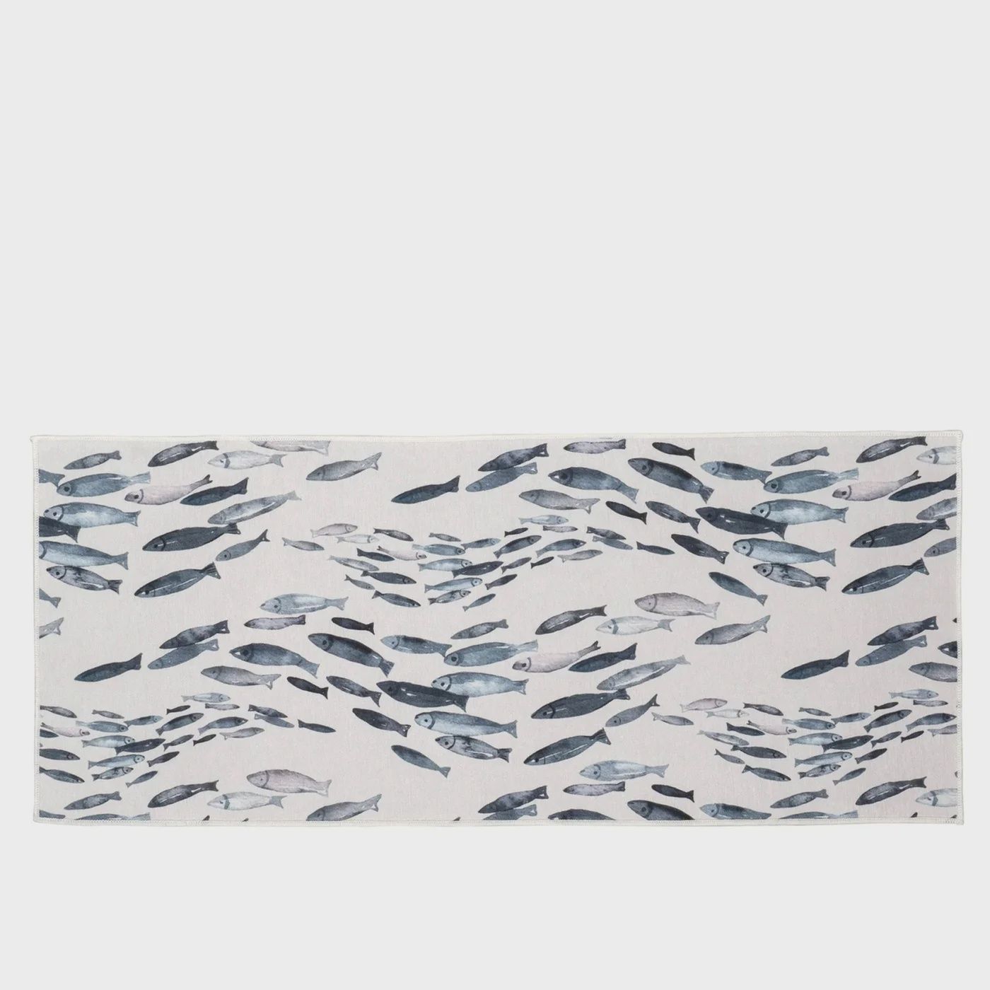 Fishes Chenille Washable Accent Mat Long Blue