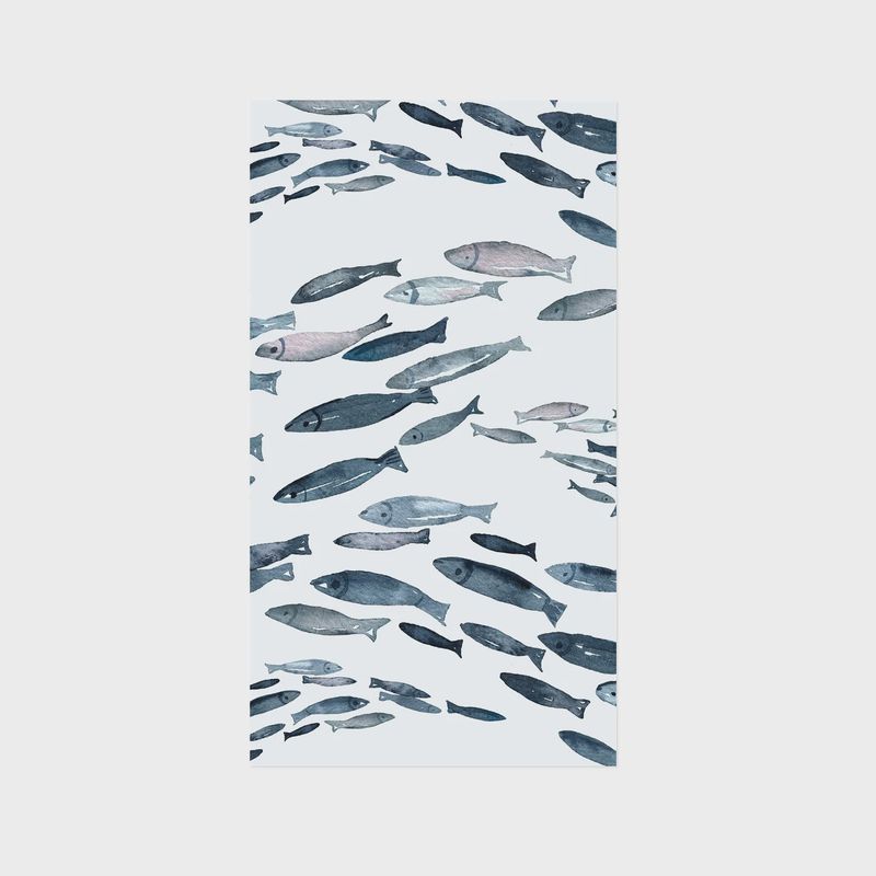 Fishes Printed Guest Napkin 16Pk Blue