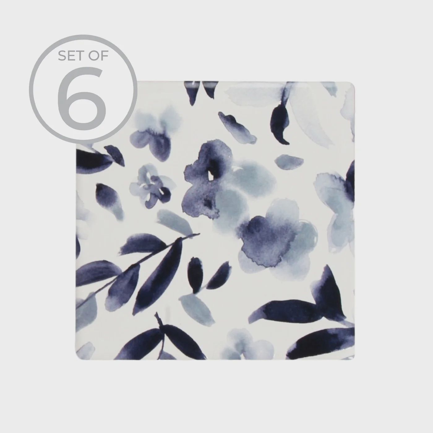 Floral Textured  Ceramic Coaster S/6