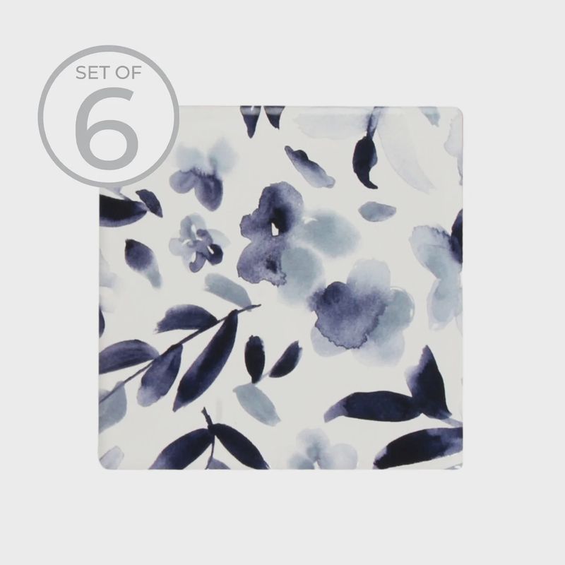 Floral Textured  Ceramic Coaster S/6