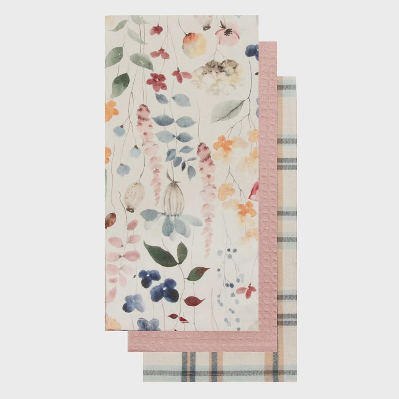 Watercolor Garden Tea Towel Set Of 3 Multi