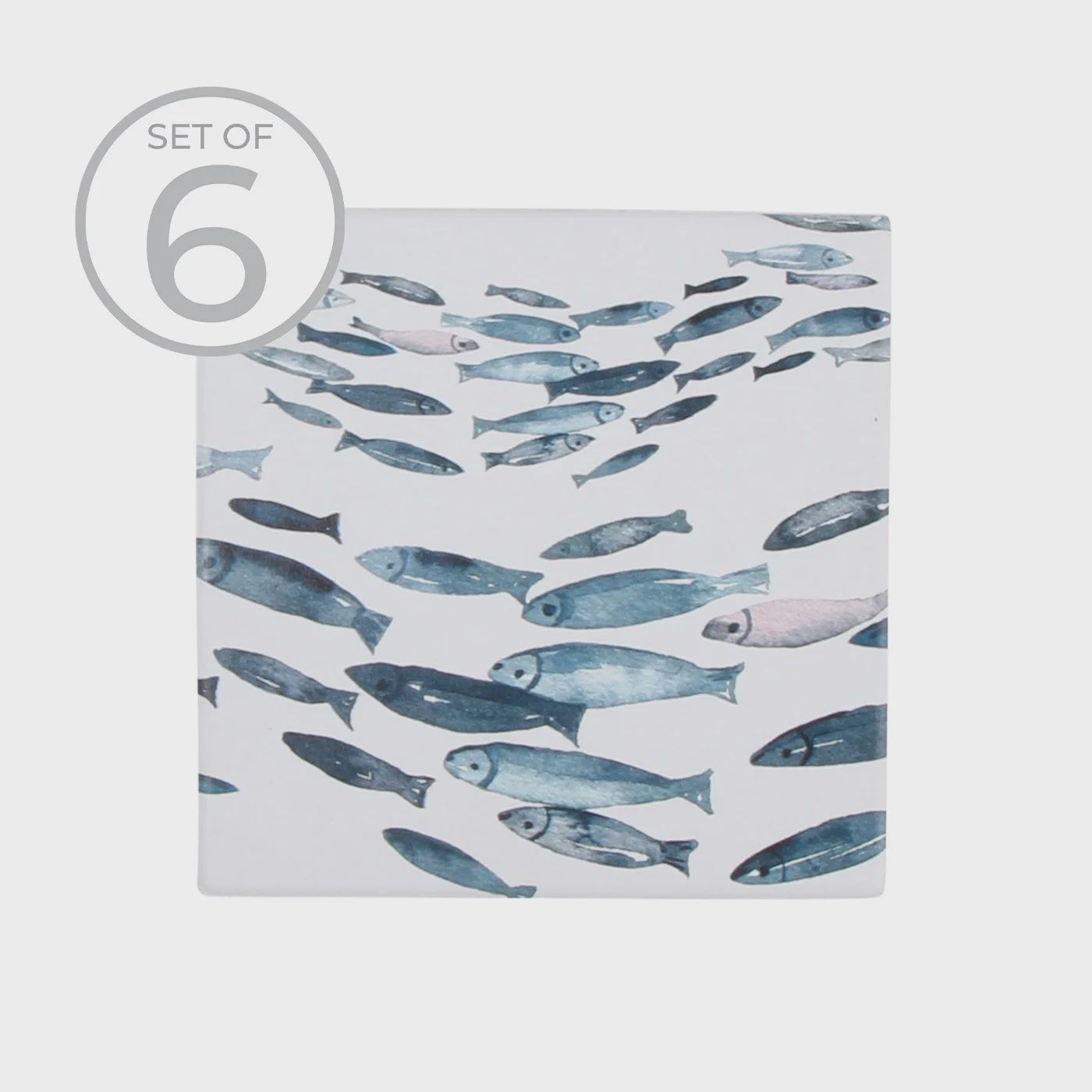 Fishes Ceramic Coaster S/6 Blue