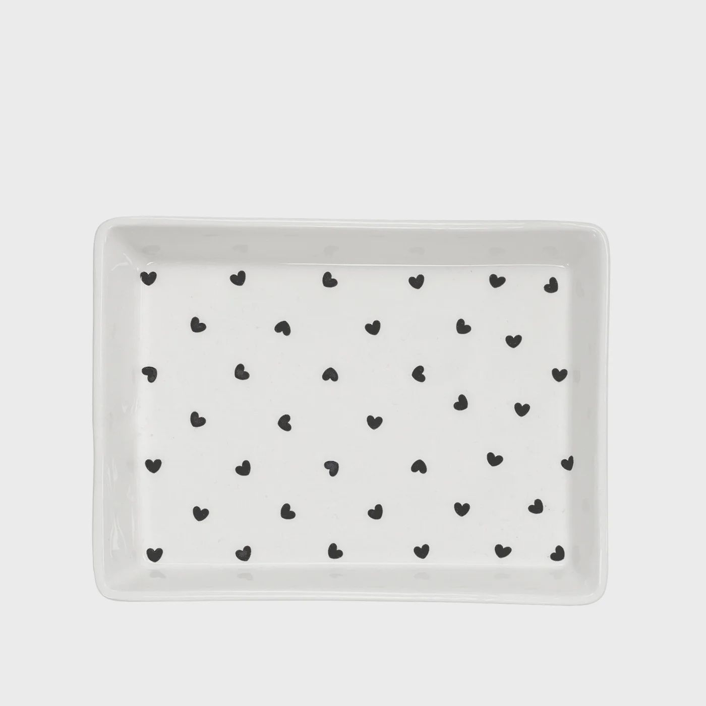 With Love Rectangle Heart Tray White