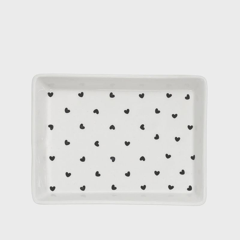 With Love Rectangle Heart Tray White