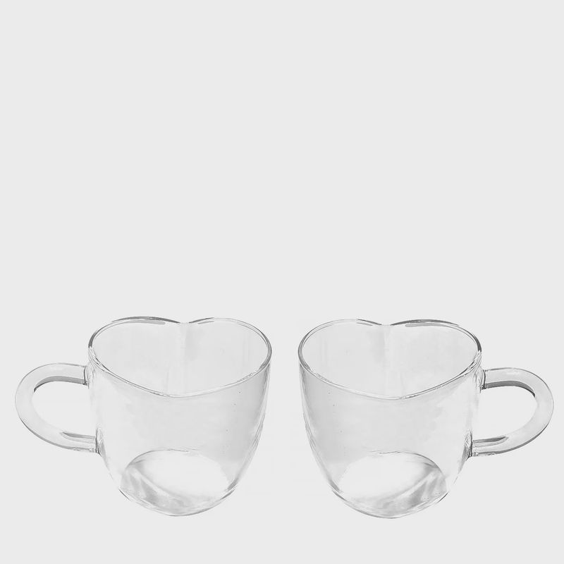 With Love Clear Heart Shape Mug Set Of 2 Clear