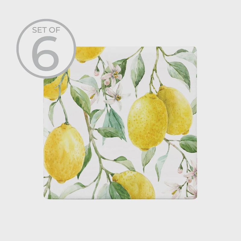 Fresh Lemon Textured Ceramic Coaster S/6