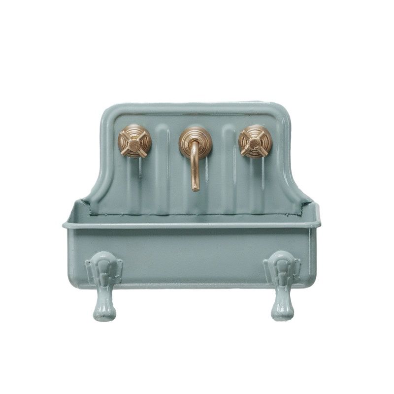 Metal Sink Soap Dish Grey &amp; Gold Finish