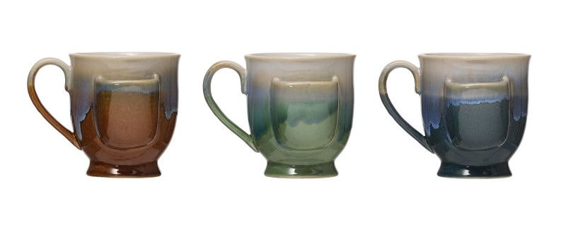 12 oz Reactive Glaze Mug w/Tea Bag Holder