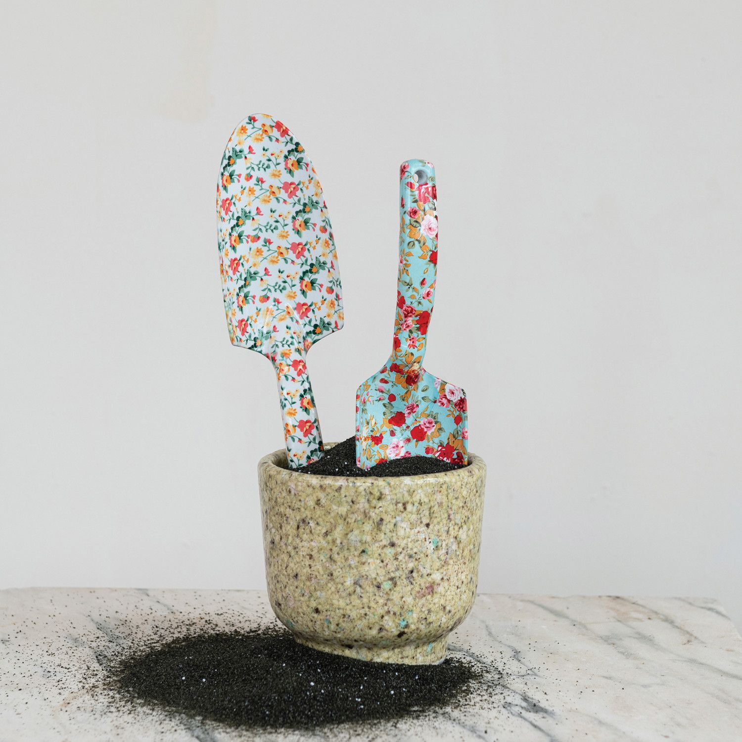 10.5"L Aluminum Garden Spade w/ Floral Pattern