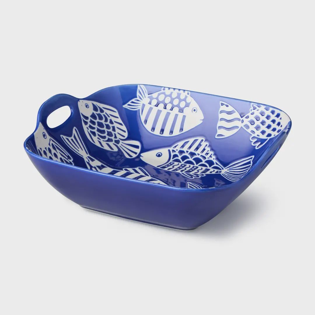 Fish Tale Square Bowl with Handles