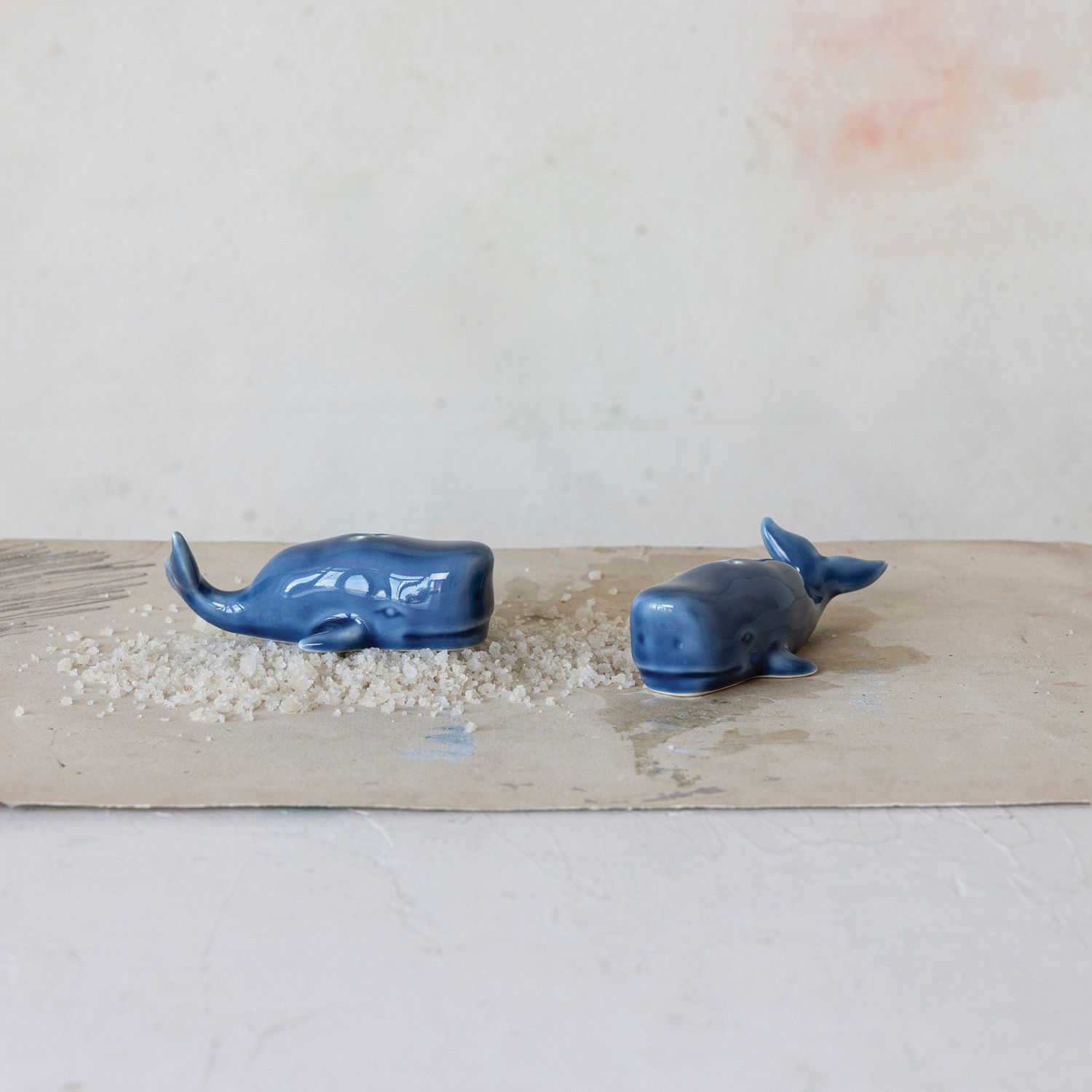 4.5" Stoneware Whale Salt &amp; Pepper