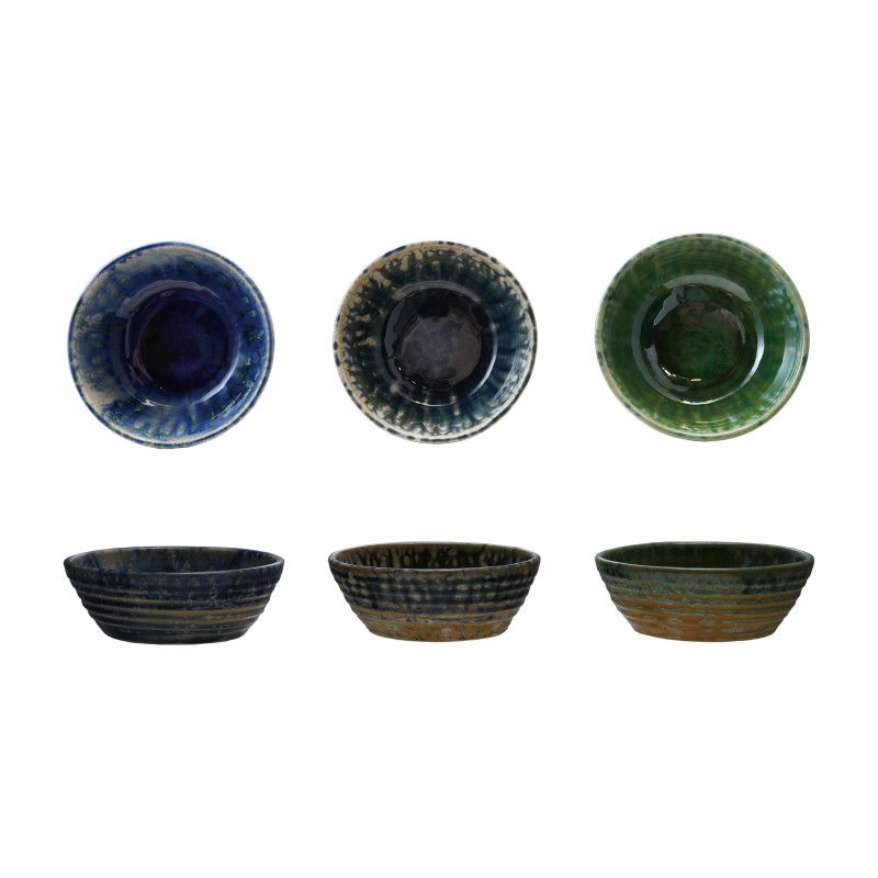 Stoneware Bowl Reactive Crackle Glaze