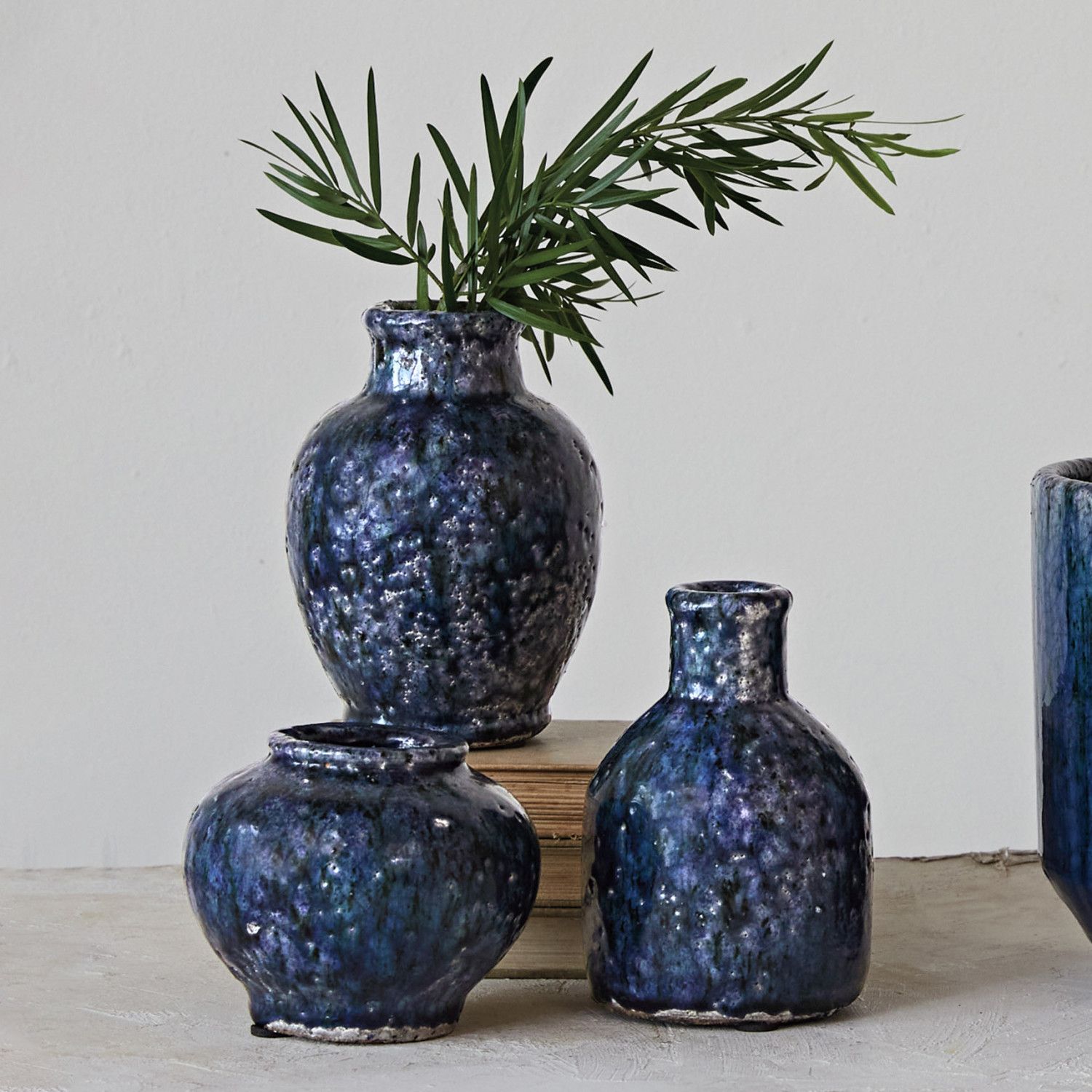 4" Navy Terracotta Vase