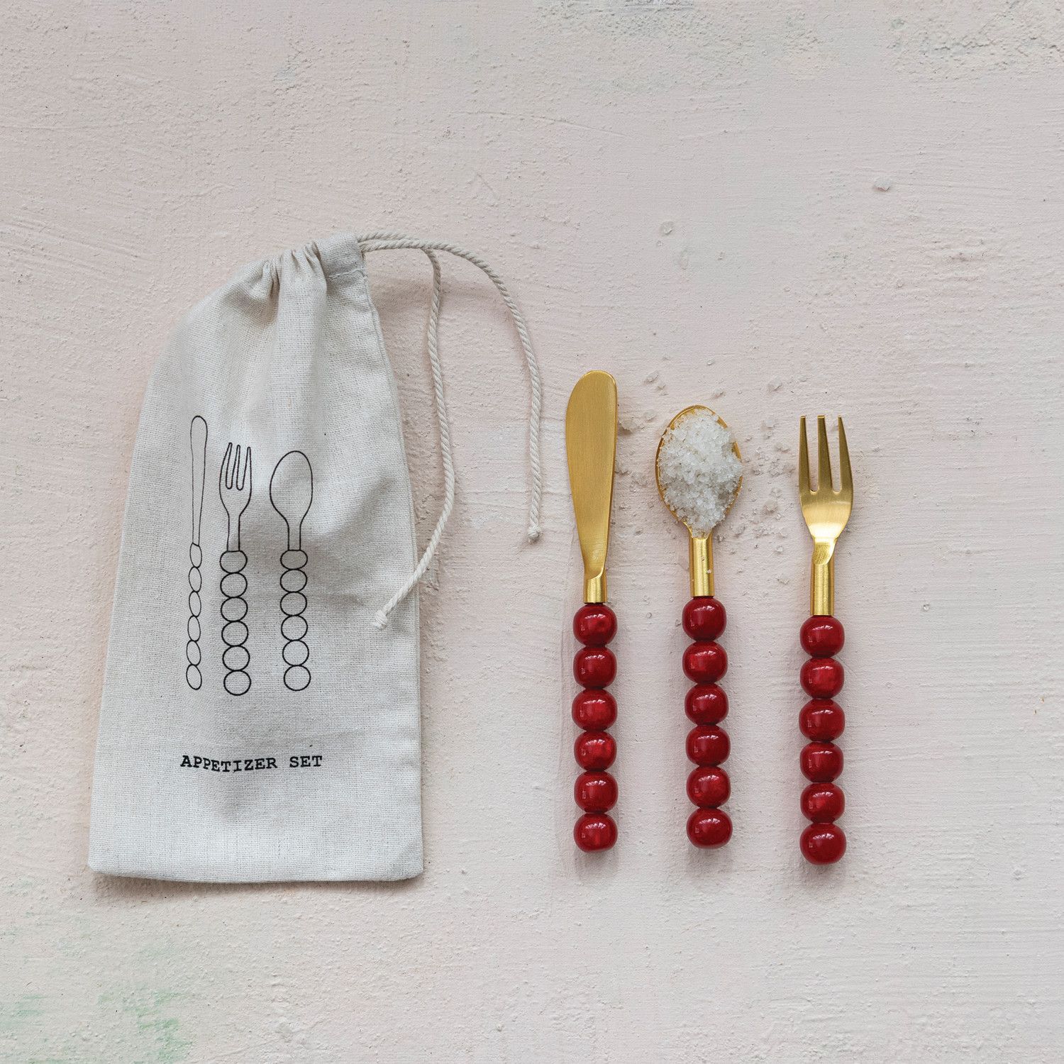 Stainless Steel Red Appetizer S/3