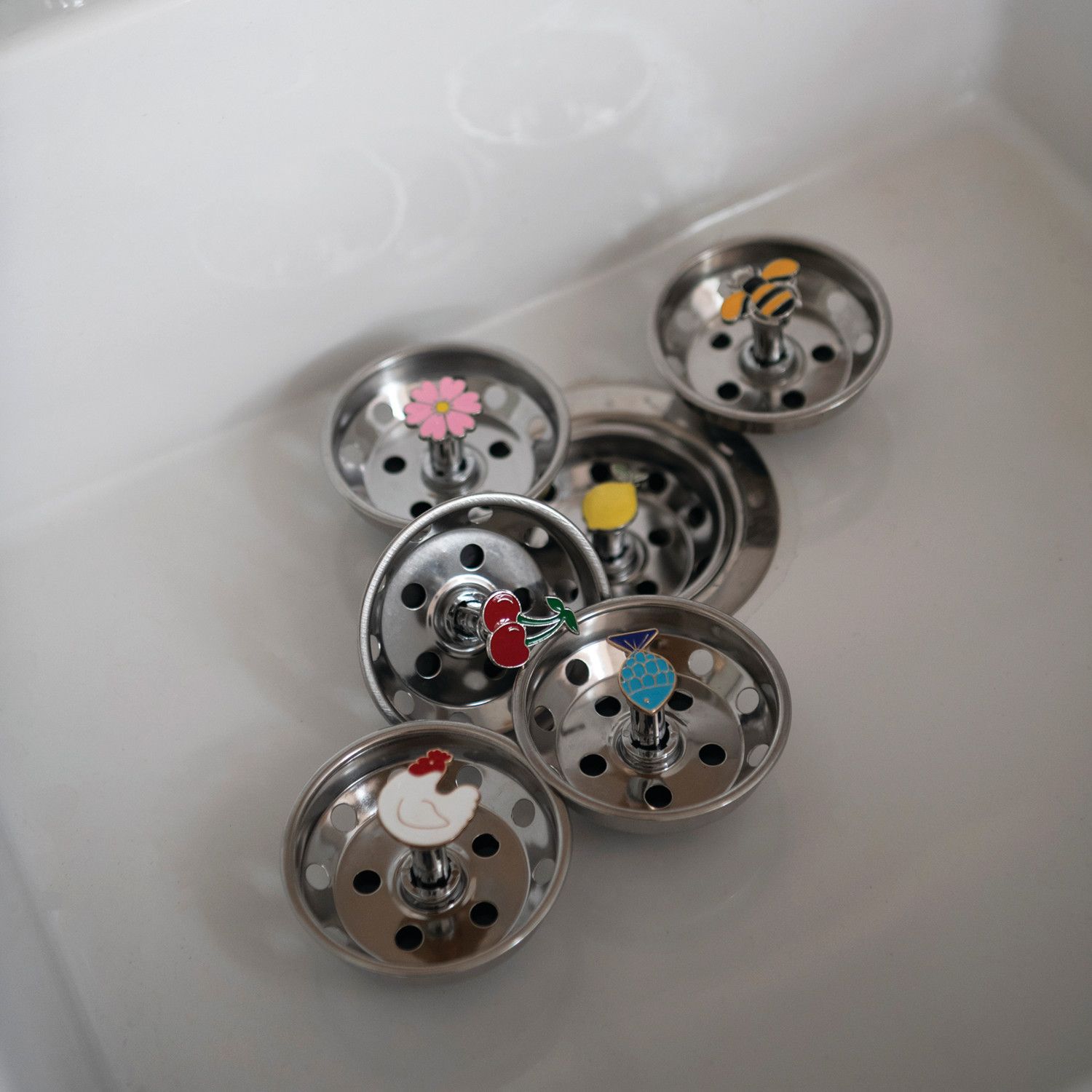 Stainless Steel Sink Strainer/Stopper with Icon