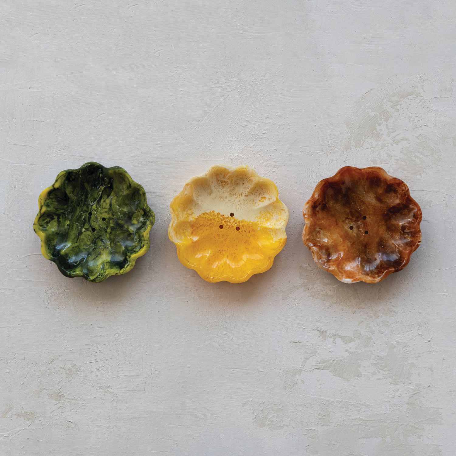 Marbled Resin Flower Shaped Soap Dish
