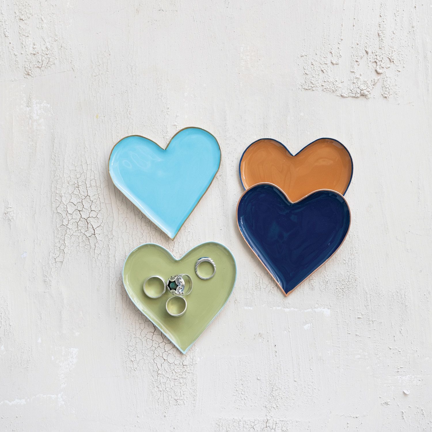 Enameled Metal Heart Tray