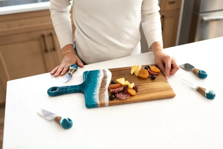 Medium Acacia Cheese Board Ocean Vibes