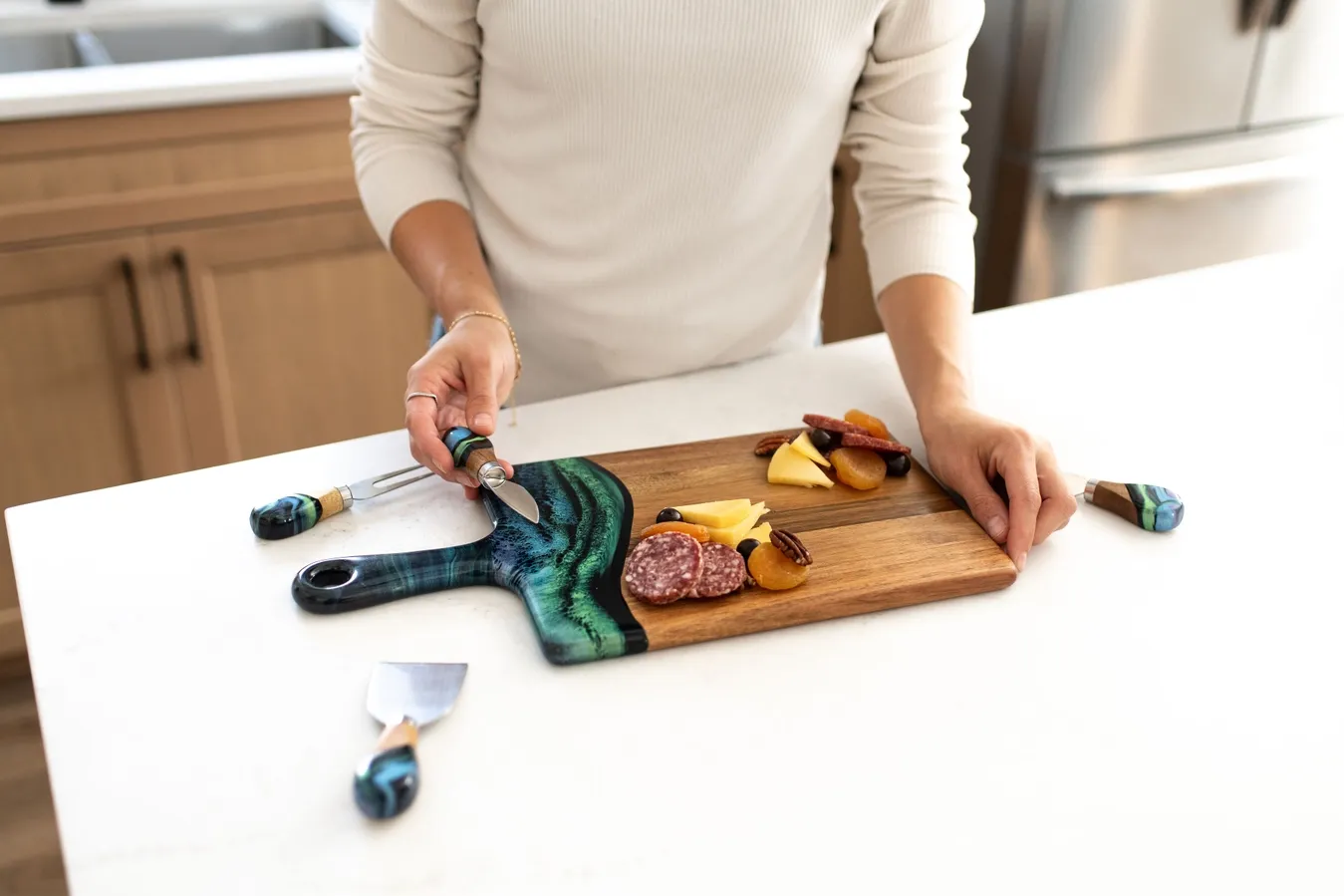 Medium Acacia Cheese Boards Northern Lights