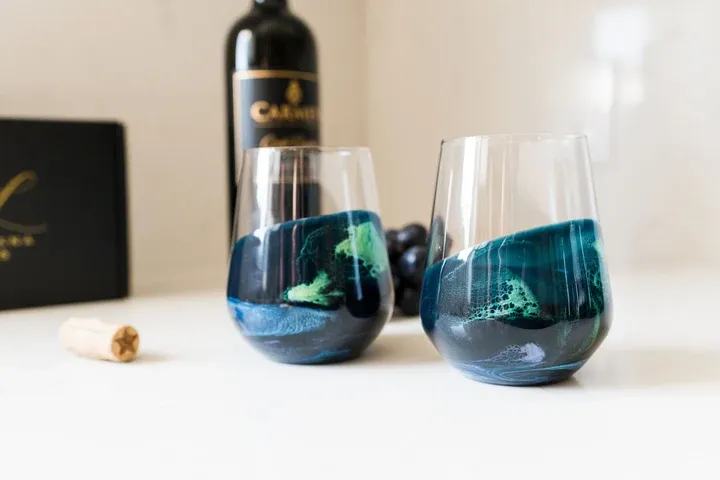 Resin Coated Wine Glasses S/2 Northern Lights
