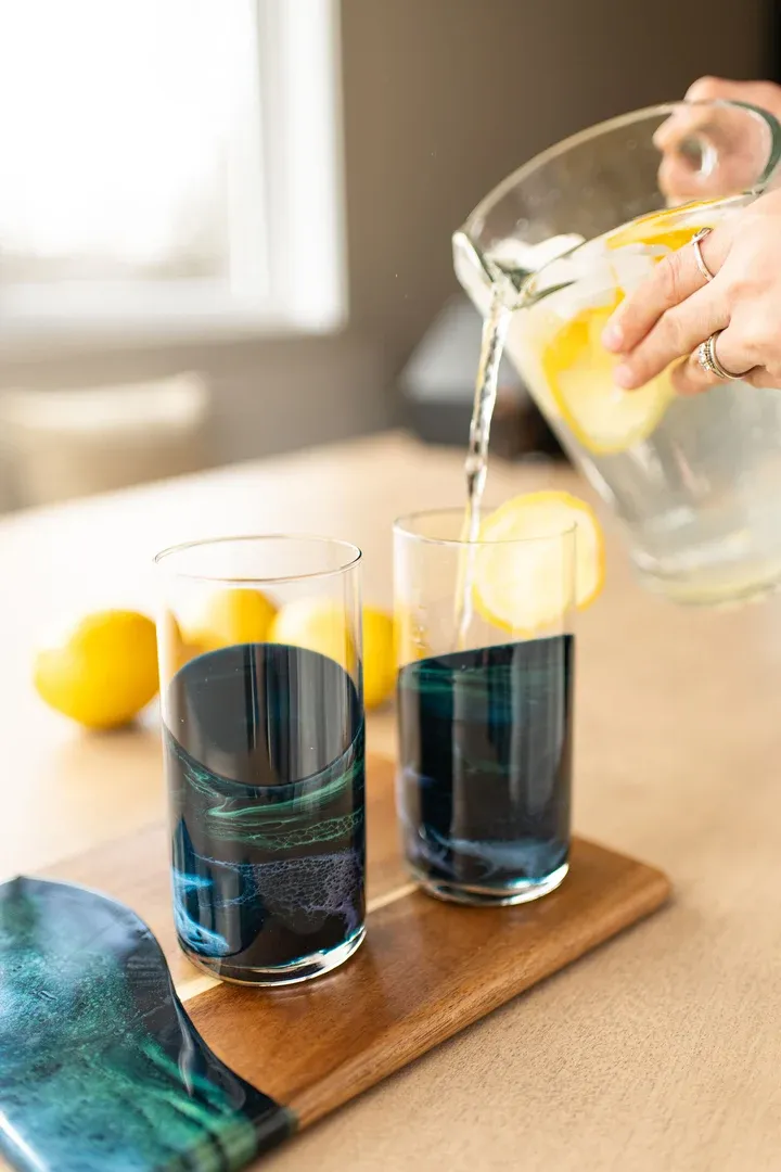 Resin Accented Highball Glasses Northern Lights